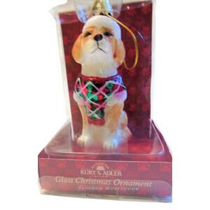 Kurt Adler Blown Glass Dog Ornament Golden Lab Retriever Christmas Figurine New